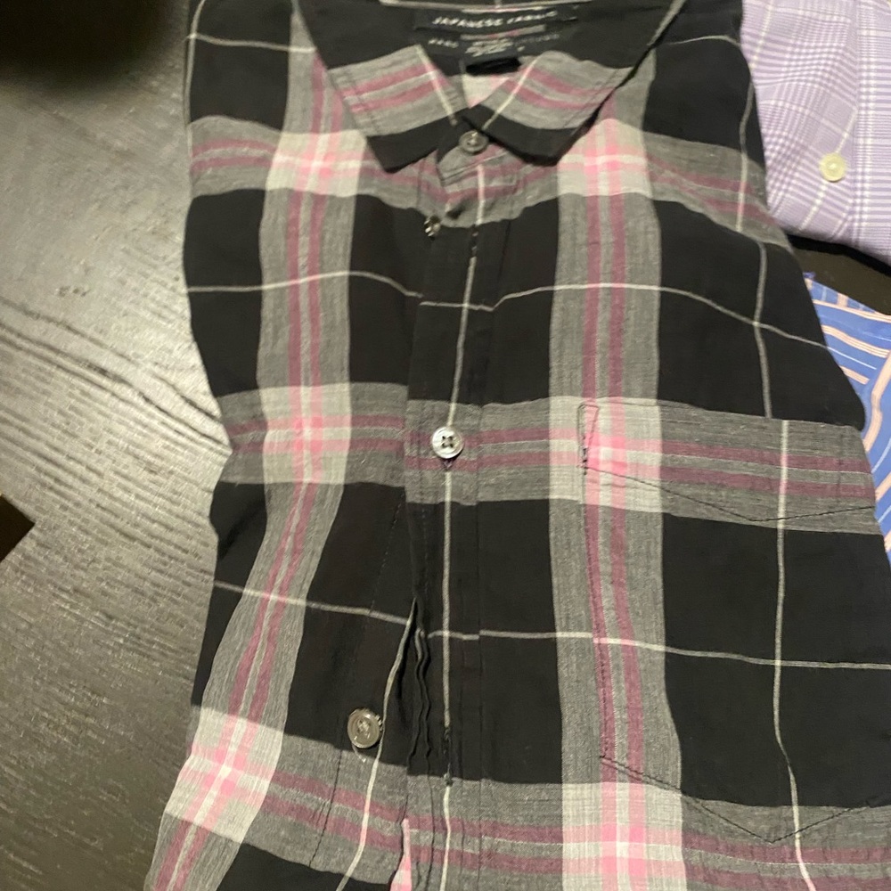 MARC by Marc Jacobs black pink and white paid button down long sleeve shirt